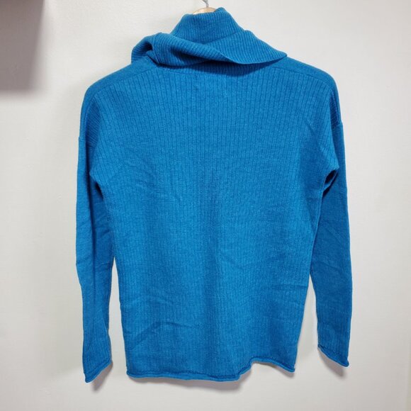 CYNTHIA ROWLEY Merino Wool Knit Turtleneck Sweater Lightweight Blue Women's XS - Picture 8 of 11